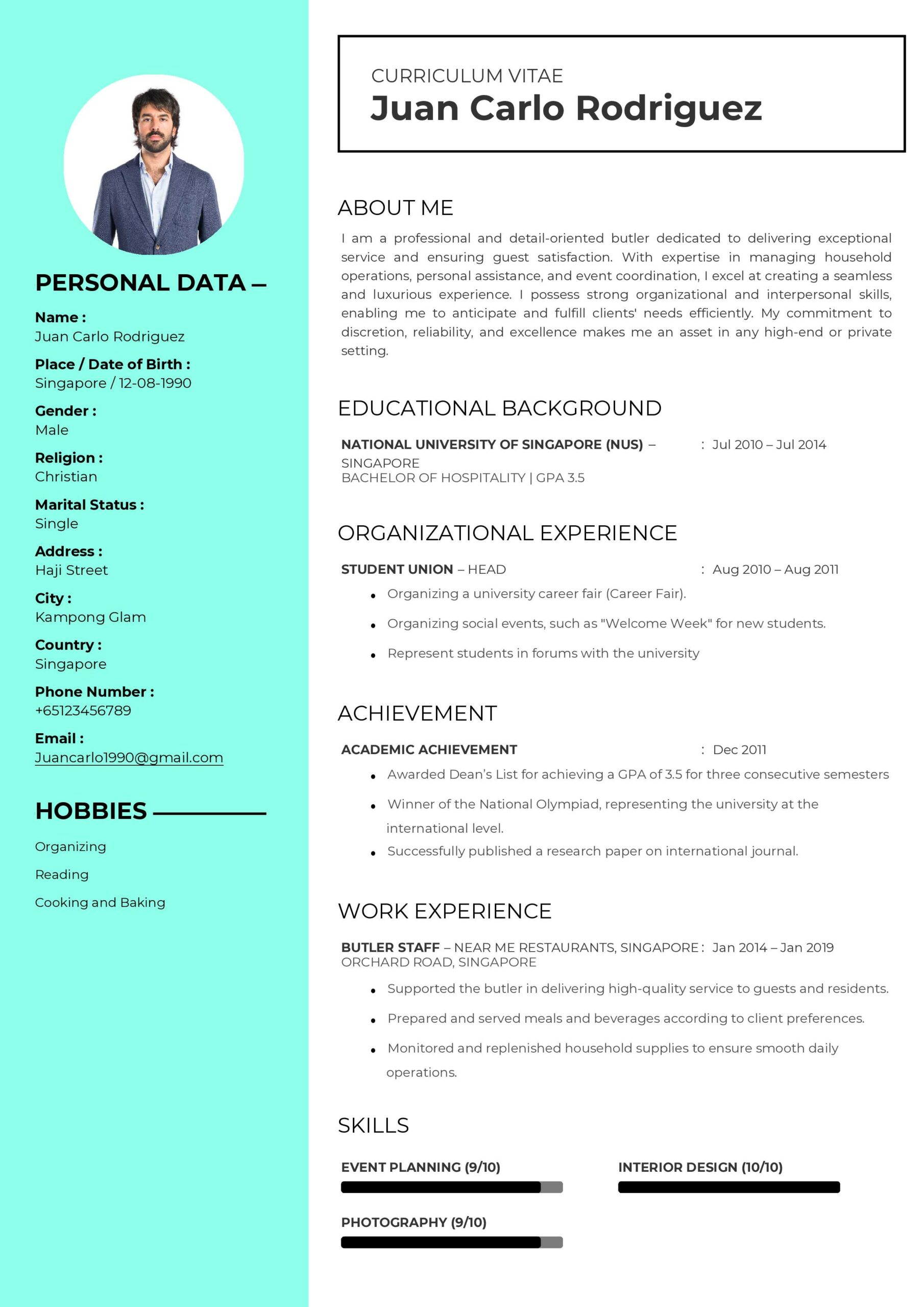 Butler CV Example