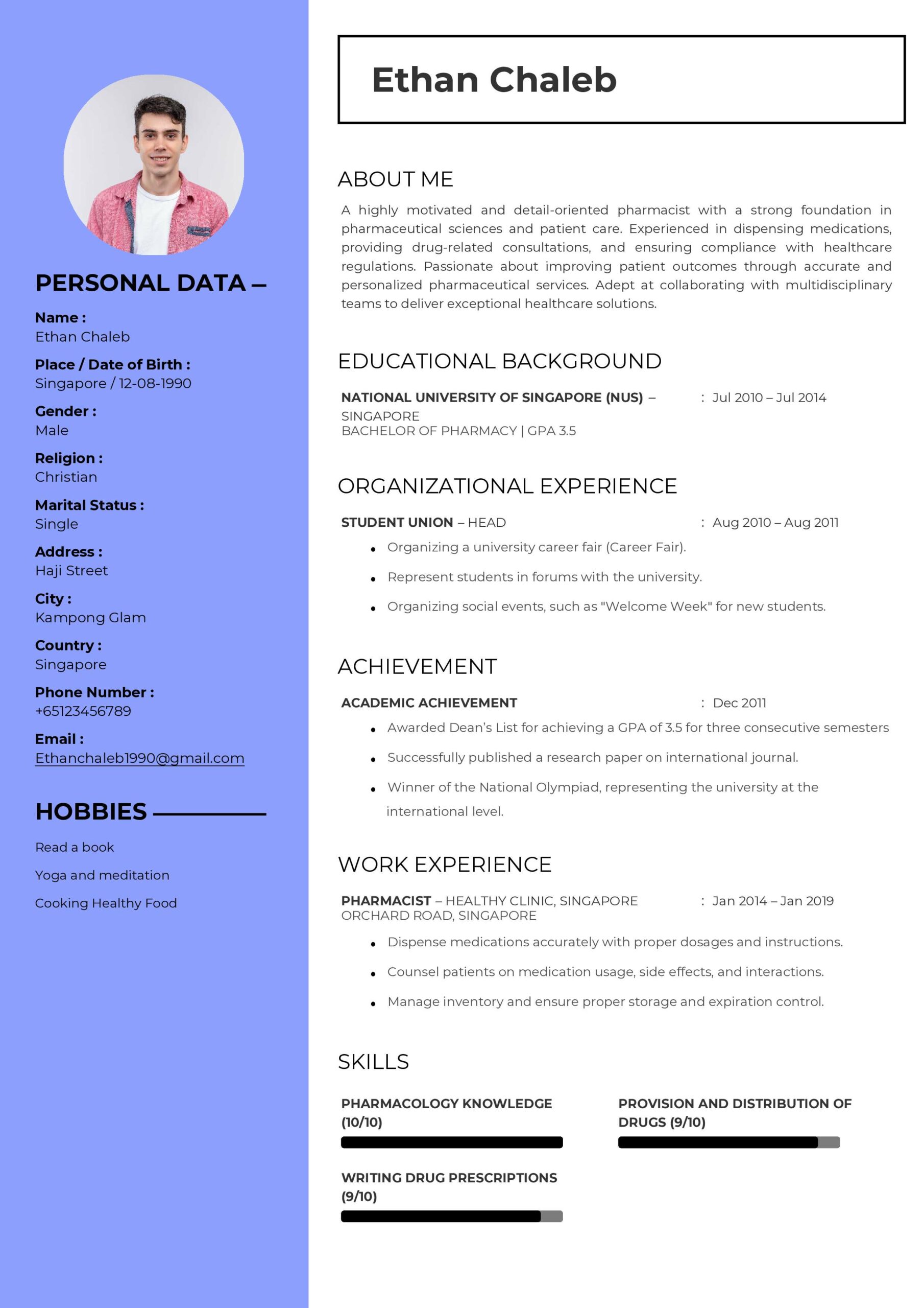 Pharmacist CV Example